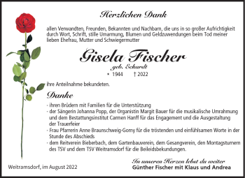 Traueranzeige von Gisela Fischer von Neue Presse Coburg
