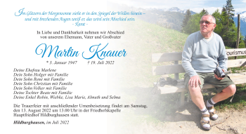 Traueranzeige von Martin Knauer von Südthüringer Presse