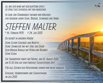 Traueranzeige von Steffen Malter von Südthüringer Presse