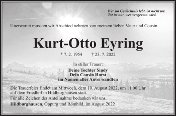 Traueranzeige von Kurt-Otto Eyring von Südthüringer Presse