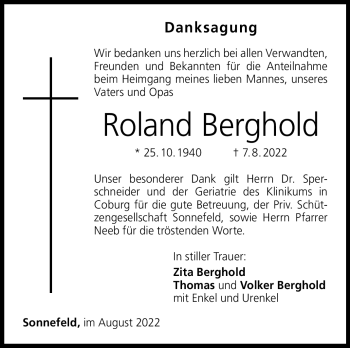 Traueranzeige von Roland Berghold von Neue Presse Coburg