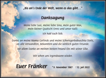 Traueranzeige von Frank Guschel von Südthüringer Presse