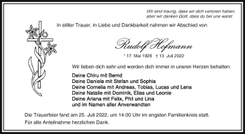 Traueranzeige von Rudolf Hofmann von Frankenpost