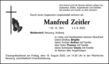 Traueranzeige von Manfred Zeitler von Frankenpost