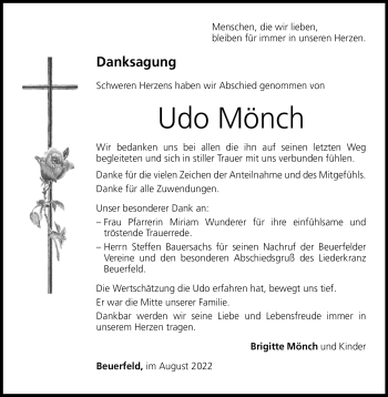 Traueranzeige von Udo Mönch von Neue Presse Coburg