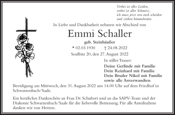 Traueranzeige von Emmi Schaller von Frankenpost