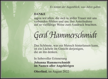 Traueranzeige von Gerd Hammerschmidt von Südthüringer Presse