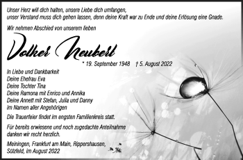 Traueranzeige von Volker Neubert von Südthüringer Presse