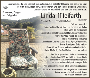 Traueranzeige von Linda Meifarth von Südthüringer Presse
