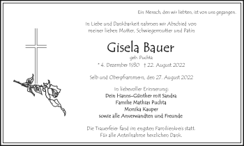 Traueranzeige von Gisela Bauer von Frankenpost