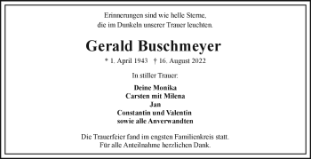 Traueranzeige von Gerald Buschmeyer von Frankenpost