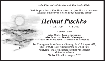Traueranzeige von Helmut Pischko von Südthüringer Presse