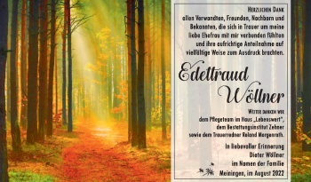 Traueranzeige von Edeltraud Wöllner von Südthüringer Presse