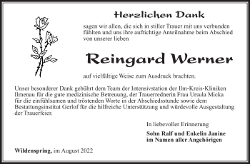 Traueranzeige von Reingard Werner von Südthüringer Presse