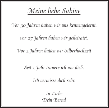 Traueranzeige von Sabine Thümling von Frankenpost