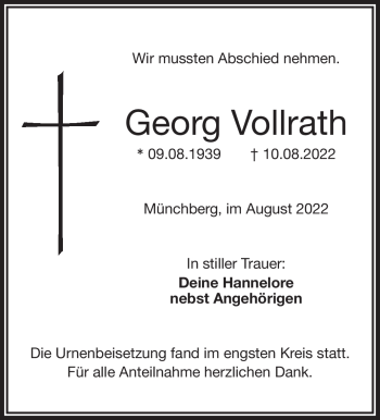 Traueranzeige von Georg Vollrath von Frankenpost