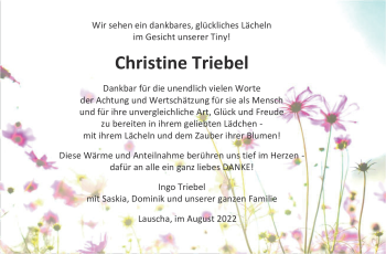 Traueranzeige von Christine Triebel von Südthüringer Presse