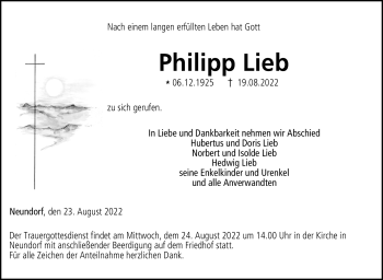 Traueranzeige von Philipp Lieb von Neue Presse Coburg