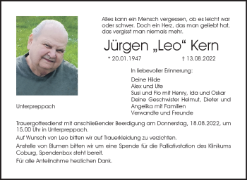 Traueranzeige von Jürgen Kern von Neue Presse Coburg