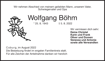 Traueranzeige von Wolfgang Böhm von Neue Presse Coburg