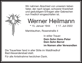 Traueranzeige von Werner Heilmann von Frankenpost
