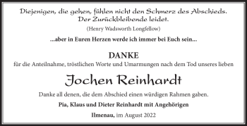 Traueranzeige von Jochen Reinhardt von Südthüringer Presse