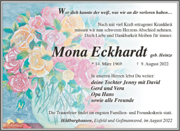 Traueranzeige von Mona Eckhardt von Südthüringer Presse