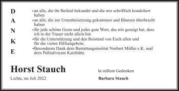 Traueranzeige von Horst Strauch von Südthüringer Presse