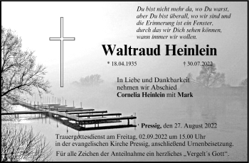 Traueranzeige von Waltraud Heinlein von Neue Presse Coburg