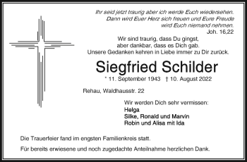 Traueranzeige von Siegfried Schilder von Frankenpost