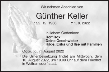 Traueranzeige von Günther Keller von Neue Presse Coburg