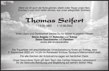 Traueranzeige von Thomas Seifert von Neue Presse Coburg