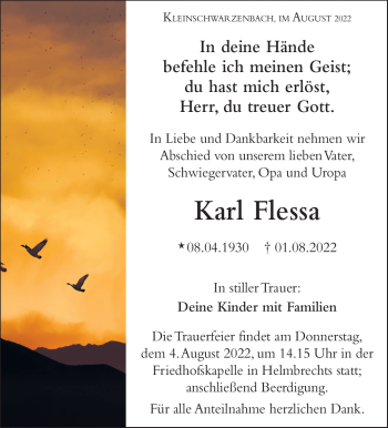 Traueranzeige von Karl Flessa von Frankenpost