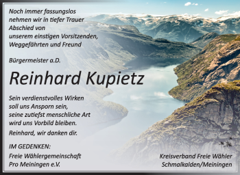 Traueranzeige von Reinhard Kupietz von Südthüringer Presse