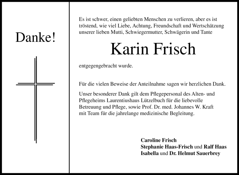  Traueranzeige für Karin Frisch vom 30.09.2022 aus Neue Presse Coburg