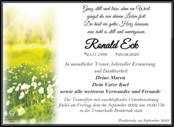 Traueranzeige von Ronald Eck von Südthüringer Presse