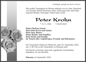 Traueranzeige von Peter Krohn von Südthüringer Presse