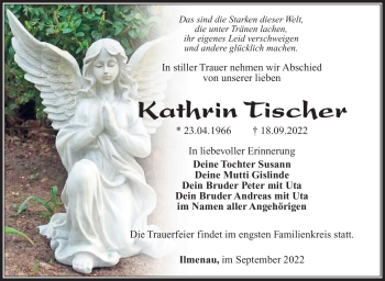 Traueranzeige von Kathrin Tischer von Südthüringer Presse