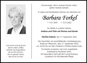 Traueranzeige von Barbara Forkel von Neue Presse Coburg