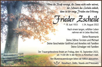 Traueranzeige von Frieder Zscheile von Südthüringer Presse
