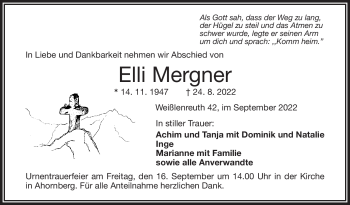 Traueranzeige von Elli Mergner von Frankenpost