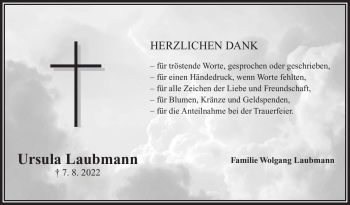 Traueranzeige von Ursula Laubmann von Frankenpost