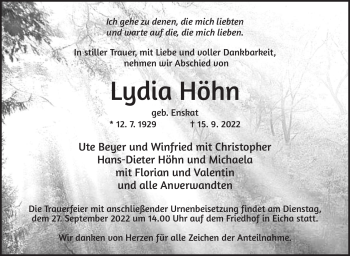 Traueranzeige von Lydia Höhn von Neue Presse Coburg