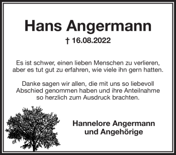 Traueranzeige von Hans Angermann von Frankenpost