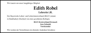 Traueranzeige von Edith Robel von Neue Presse Coburg