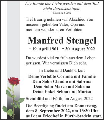 Traueranzeige von Manfred Stengel von Frankenpost