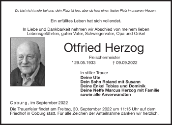 Traueranzeige von Otfried Herzog von Neue Presse Coburg
