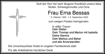 Traueranzeige von Erna Bessas von Frankenpost