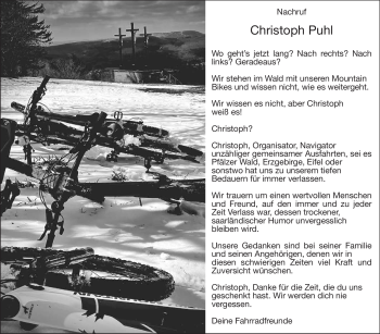 Traueranzeige von Christoph Puhl von Neue Presse Coburg