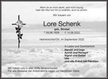 Traueranzeige von Lore Schenk von Frankenpost